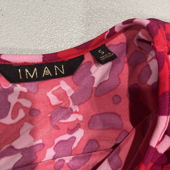 Imam Shirt Women Small Pink Red Purple Animal‎ Print Bold Leopard Cheetah - Picture 10 of 13